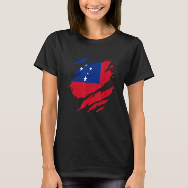 Camisas Samoanas Orgulhosas Arrancadas Samoa Bande (Frente)