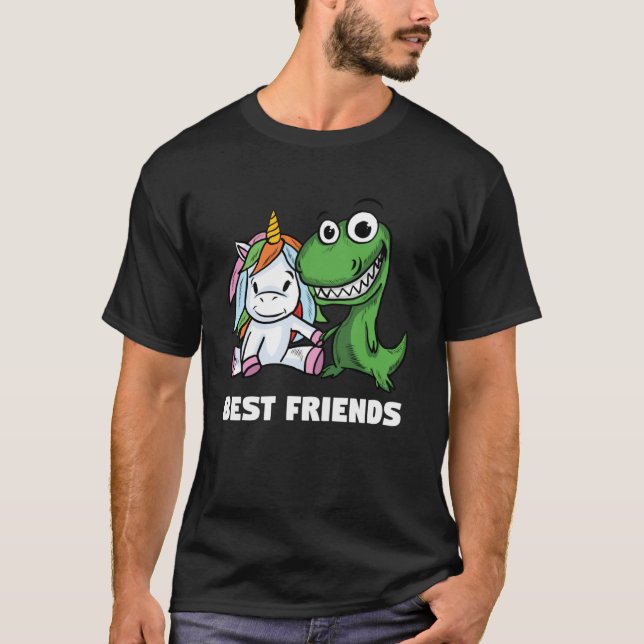 Camisas Unicórn E T-Rex, Melhores Amigos Gift Pull (Frente)