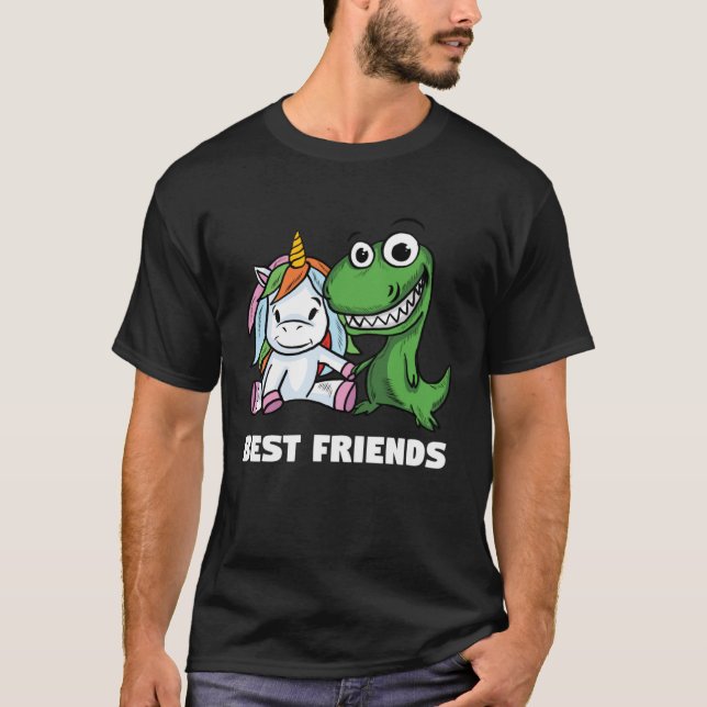 Camisas Unicórn E T-Rex, Melhores Amigos Gift Pull (Frente)