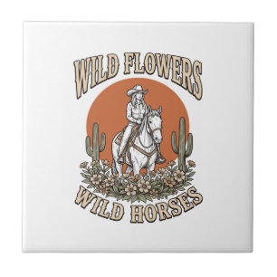 Camisas Western de Cowgirl Flores Selvagens Cavalo