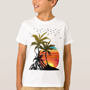 Camiseiros Retro Palm Montanha Camiseta Sunset