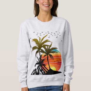 Camiseiros Retro Palm Montanha Camiseta Sunset