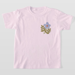 Camiseta С flor azul simples