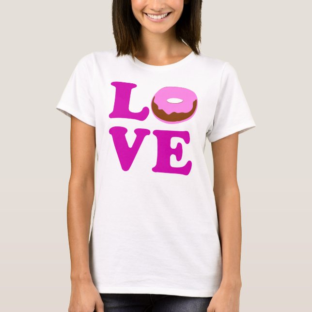 Camiseta ღ ت ♥ Rosquinha de amor T-Shirt com pescoço de gal (Frente)
