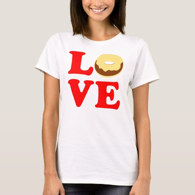 Camiseta ღ ♥ تAmor Rosquinha Camisa-T do pescoço da tripula (Frente)
