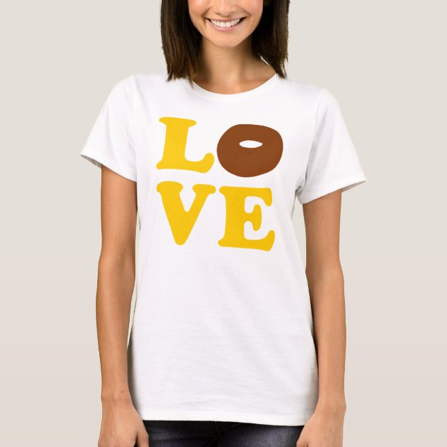 Camiseta ღ ♥ تAmor Rosquinha Camisa-T do pescoço da tripula (Frente)