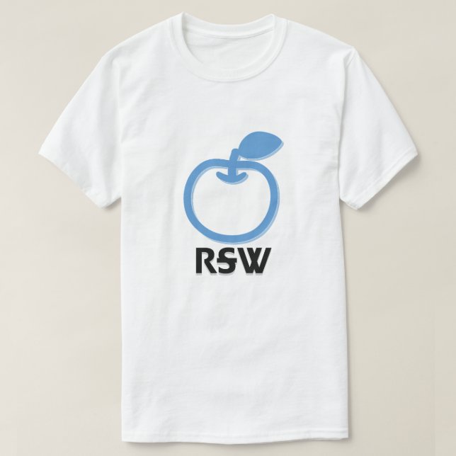 Camiseta Ꮢ Ꭶ Ꮤ - maçã em Cherokee (Frente do Design)