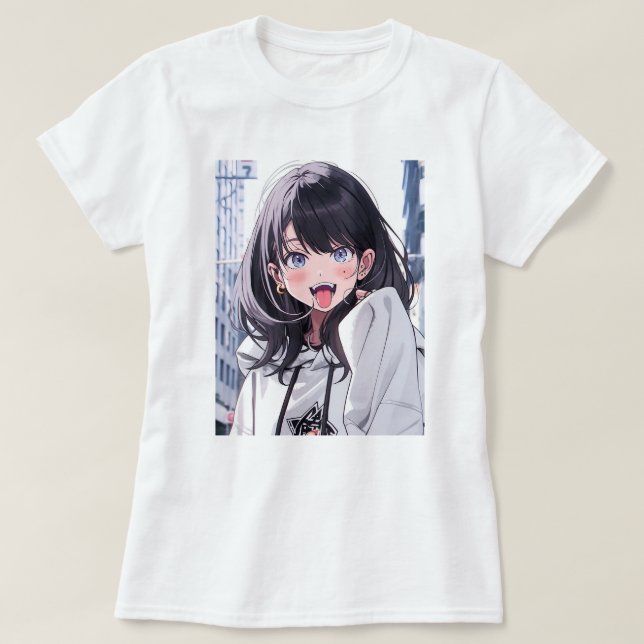 Camiseta あっかんベーTシャツ｜寿司娘 GenerativeAI (Frente do Design)