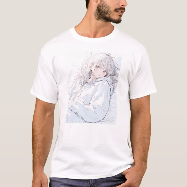 Camiseta お昼寝JK Tシャツ02｜寿司娘 GenerativeAI (Frente)