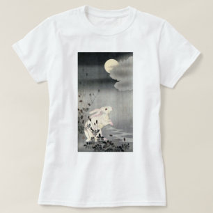 Camiseta ウサギと月, coelho do 小原古邨 e lua, Oha