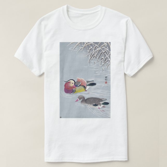 Camiseta オ ド, 小 古 mandarin duck, Ohara Koson, Ukiyo-e (Frente do Design)