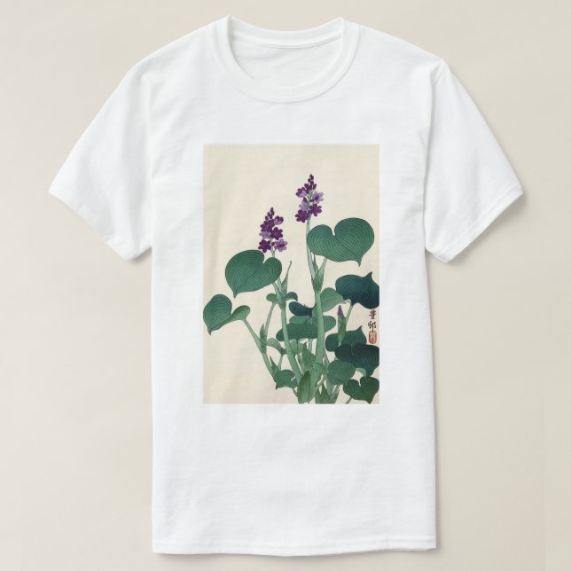 Camiseta ギ ボ の 花, 古 Purlowering Hosta, Ohara Koson (Frente do Design)