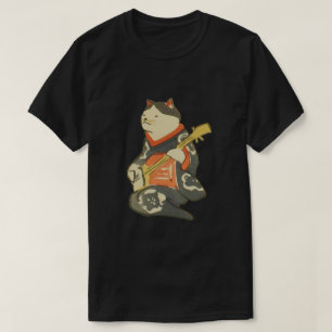 Camiseta 三味線を弾く猫, gato do 国芳 que joga a g