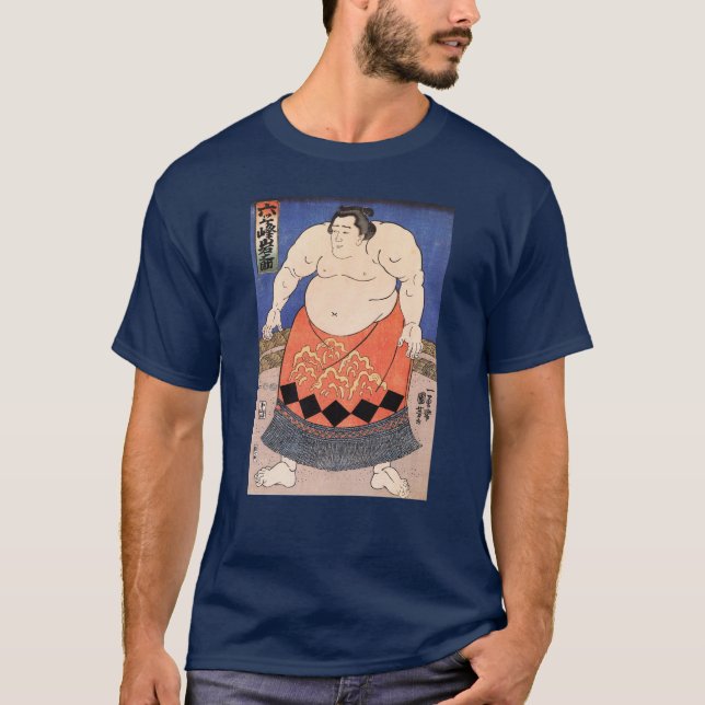 Camiseta 力 士, 国 Sumo Wrestler, Kuniyoshi, Ukiyo-e (Frente)
