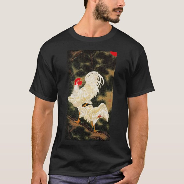 CAMISETA 動 植 綵 絵(11)老 松 白 鶏 図 伊, 藤 若 (Frente)
