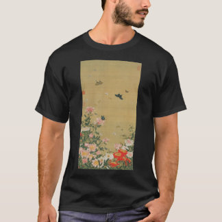 CAMISETA 動 植 綵 絵(1)芍 薬 群 蝶 図 伊 藤 若 冲