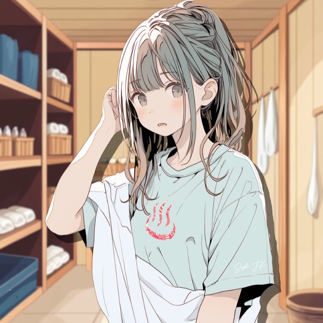 Camiseta 和柄銭湯マークTシャツ｜Nihon SENTO T-Shirt 寿司娘 GenerativeAI (Criador carregado)