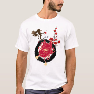 CAMISETA 和風 日本の梅とキツネのお面 筆記帳