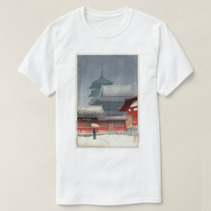 Camiseta 四 天 寺, Shitennō-ji em Osaka, Hasui Kawase, Woodcut