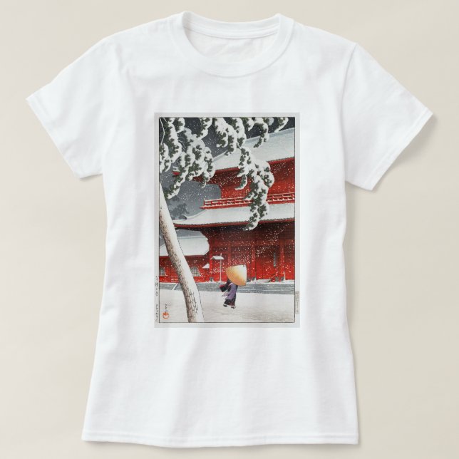 Camiseta 増 上 寺, 川 巴 水 Zôjô-ji Temple, Hasui Kawase, Woodcut (Frente do Design)