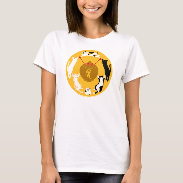 CAMISETA 御守六猫 Tシャツ レディース (Frente)