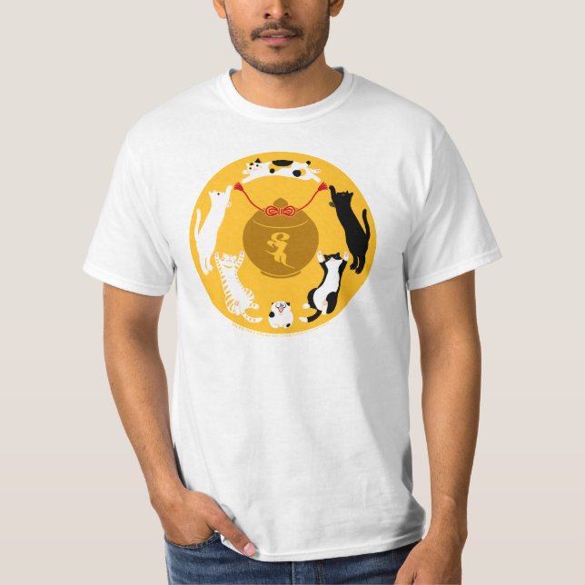 CAMISETA 御守六猫 Tシャツ （白・黒） (Frente)