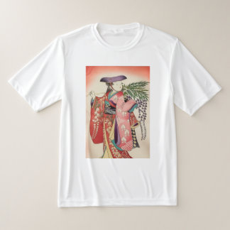 CAMISETA 日本の伝統着物生地　美しい藤娘Tシャツ