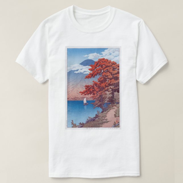 Camiseta 日 光 禅 湖, Lago Chûzenji em Nikkô, Hasui Kawase (Frente do Design)
