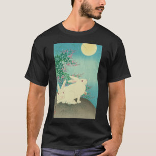 Camiseta 月と兎, coelhos do 古邨 & lua, Koson, Ukiyo-e