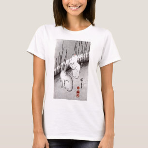 Camiseta 月に兎, lua do 広重 e coelhos, Hiroshige, Uki