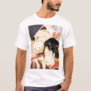 Camiseta 望 遠 を 覗 く 女, 鏡 Rapariga com Telescope, Hokusai, Uk