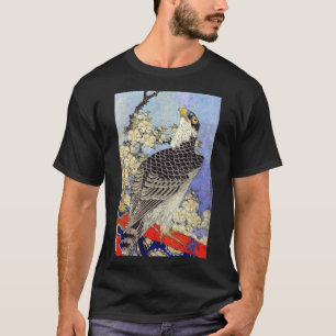 Camiseta 桜にハヤブサ, falcão & flores de cerejeira,