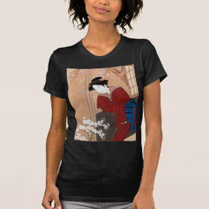 Camiseta 桜の花と女, flores de cerejeira do 春章 e u