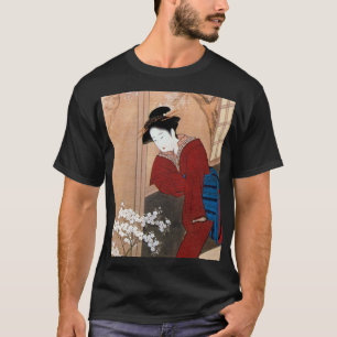 Camiseta 桜の花と女, flores de cerejeira do 春章 e u