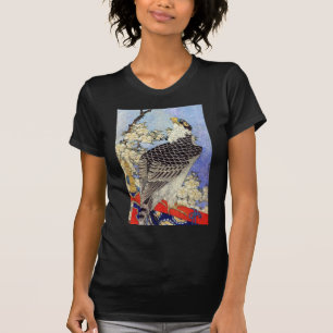 Camiseta 桜 に ハ サ ブ, Falcon & Cherry Blossoms, Hokusai, Ukiy