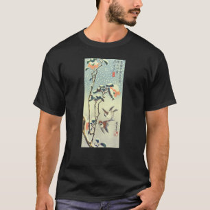 Camiseta 椿 に 雀, 広 重 Camellia e Sparrow, Hiroshige, Ukiyo-e