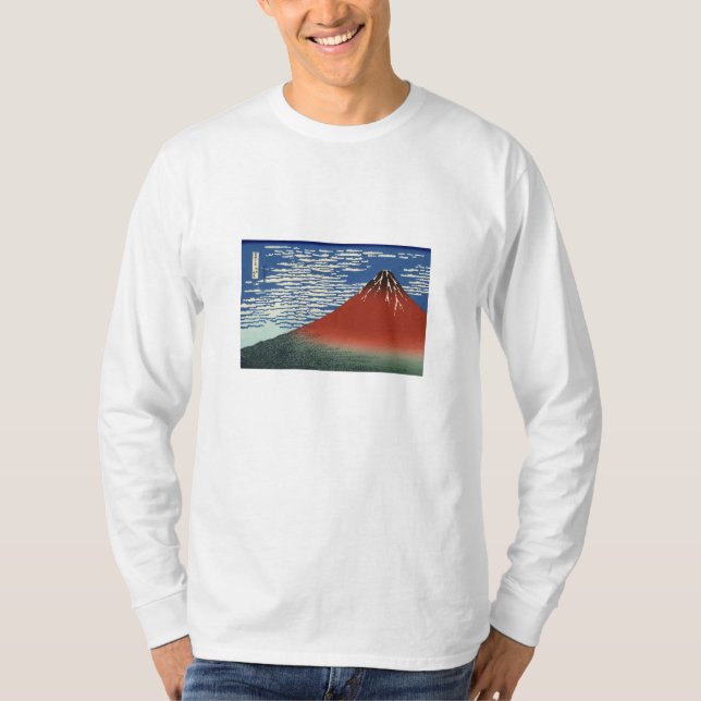 Camiseta 浮世絵長袖Tシャツ Ukiyoe Long T-Shirt 葛飾北斎 「富嶽三十六景 凱風快晴」 (Frente)