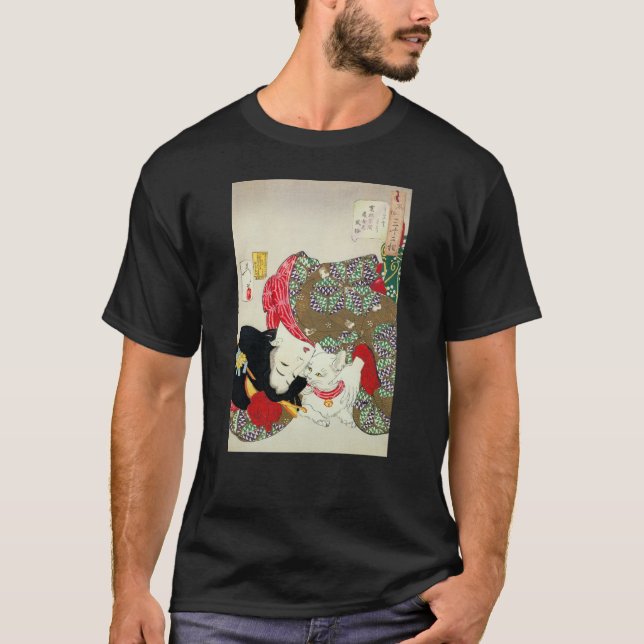 Camiseta 猫が好き, 芳年 eu amo gatos, Yoshitoshi, Ukiyo-e (Frente)