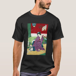 Camiseta 猫と女, gato do 国周 e mulher, Toyohara Kunic