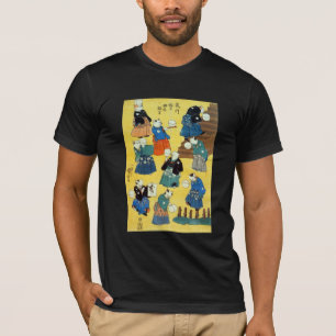 Camiseta 猫の曲芸師, acrobata dos gatos, Kuniyoshi do 