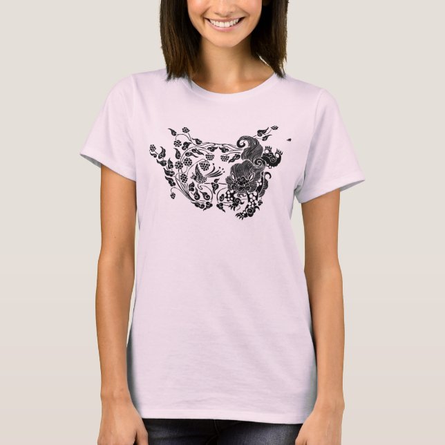Camiseta 獅 de leão e de uva 子 葡 萄 (Frente)