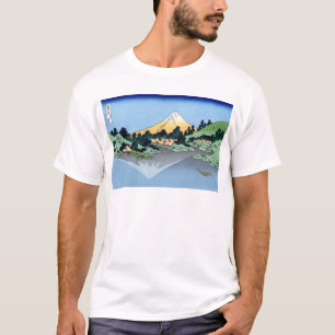 Camiseta 甲州三坂水面, opinião Monte Fuji do 北斎