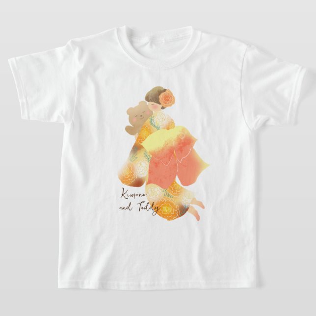 CAMISETA 着物の女の子とテディベア (Postura )