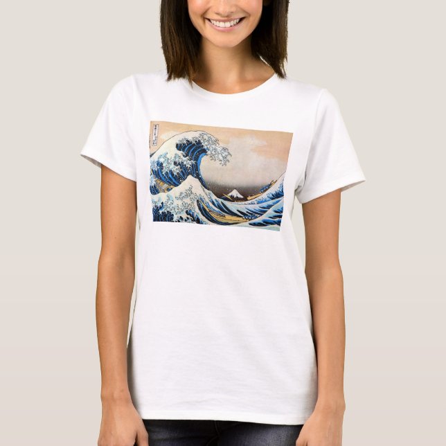 Camiseta 神奈川沖浪裏, grande onda do 北斎, Hokusai (Frente)