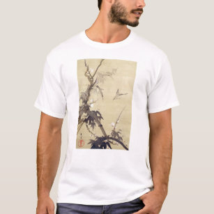 Camiseta 竹に鳥, pássaro do 其一 e bambu, Kiitsu, arte de Japão
