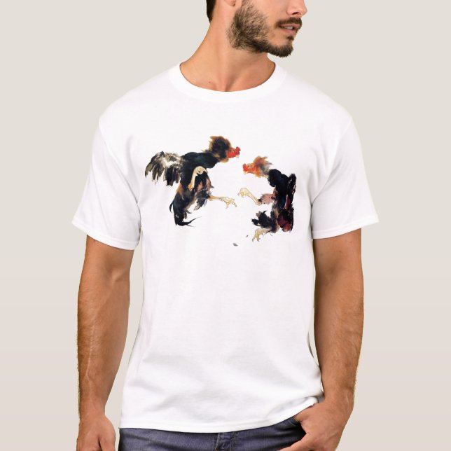 CAMISETA 竹内栖鳳　軍鶏　闘鶏　鶏　ニワトリ　グッズ (Frente)