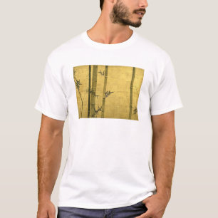 Camiseta 竹図, bambu do 光琳, Ogata Kōrin, Sumi-e
