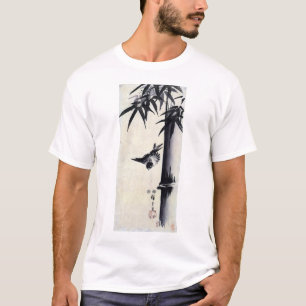 Camiseta 竹 に 雀, 歌 広 重 Bamboo e Sparrow, Hiroshige, Sumi-e