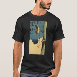 Camiseta 竹 に 雀, 重 Bamboo e Sparrow, Hiroshige, Ukiyo-e