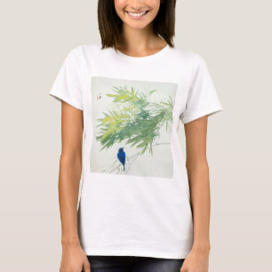 Camiseta 竹 に 鳥, 栖 鳳 Bamboo e Blue bird, Seihō, Arte Japones